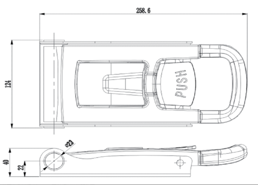 A10918S-22 Stainless Steel Push Latch - Heavy Duty Metal Push Button Latch for Trailer - Secure and Durable Press Latch with Easy Installation