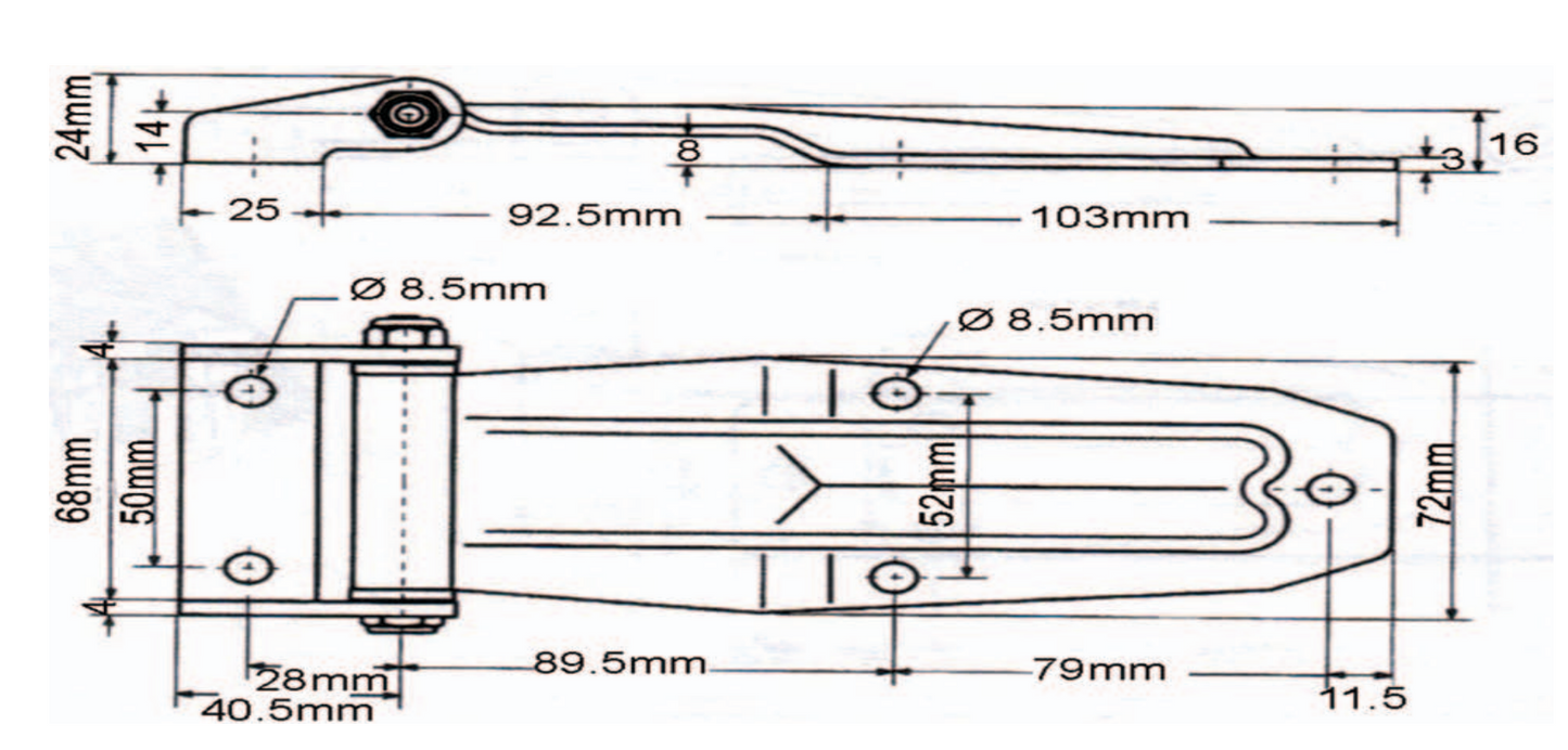 A10401 Soft Close Tee Hinge, T Strap Hinge Zinc Alloy T Hinge for Toolbox, Car Door Repair