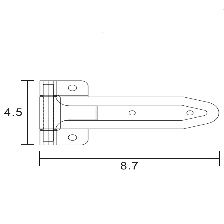 A13001-8 8"Soft Close Tee Hinge, T Strap Hinge Zinc Alloy T Hinge for Toolbox, Car Door Repair