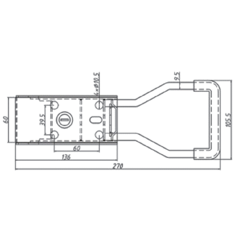 A10921S 304 Stainless Steel Handle Lock for Large Container Compartments, Linkage-Type Top-and-Bottom Container/Freezer/Refrigerated Warehouse Door Lock