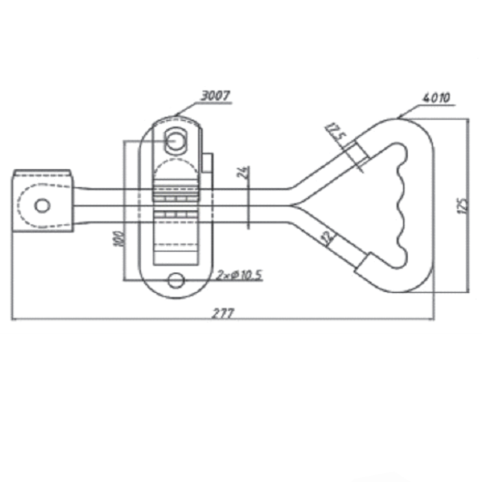 A10925 Lever Lock (Handle with Keeper)Zinc Plated / Stainless Steel #304 L: 277 mm