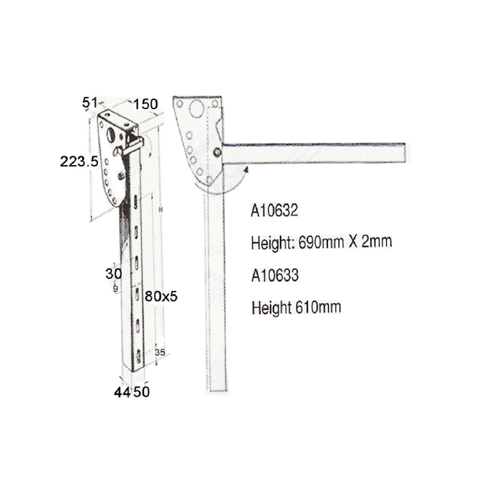 A10632 Heavy - Duty Side Guard Leg for Semi - Trailer/Truck - Protective Bar Support