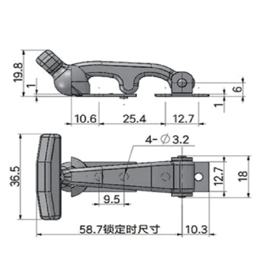 A10844-1/A10844-2 Rubber Hood Catch with a Bracket, Weather-Resistant Hold Town, T-Handle Hasp, Draw Latch, Ideal Flexible Closure for Vehicle Hood or Toolbox