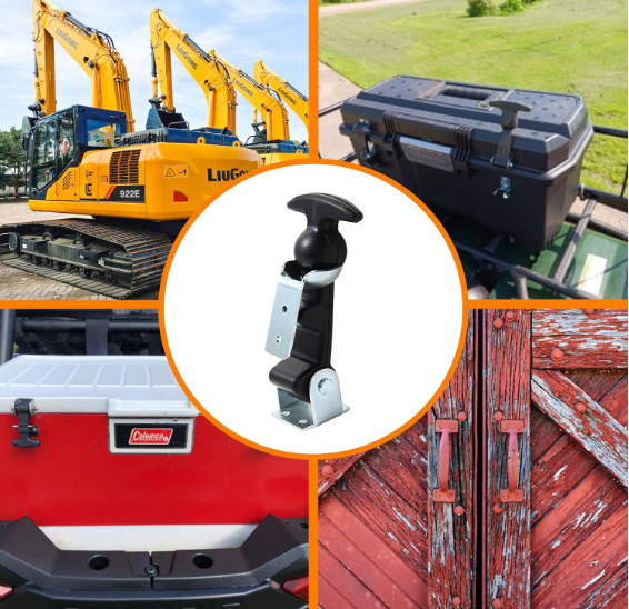 A10844-1/A10844-2 Rubber Hood Catch with a Bracket, Weather-Resistant Hold Town, T-Handle Hasp, Draw Latch, Ideal Flexible Closure for Vehicle Hood or Toolbox