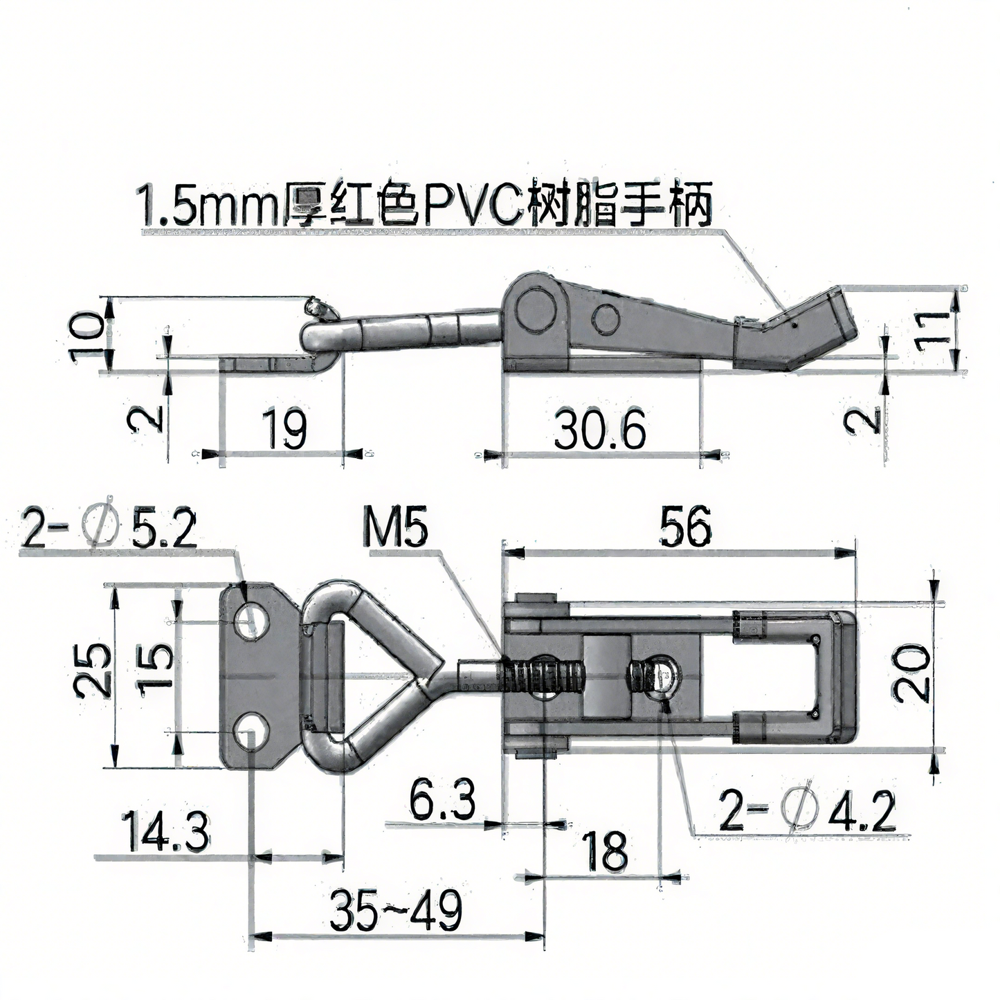 A10821S/A10821 Heavy - Duty 304 Stainless Steel Toggle Latch, Adjustable Quick - Release Clamp for Toolbox, Trucks, Trailers