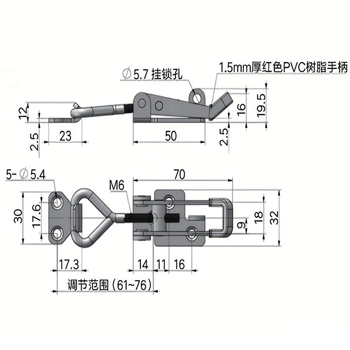 A10821S/A10821 Heavy - Duty 304 Stainless Steel Toggle Latch, Adjustable Quick - Release Clamp for Toolbox, Trucks, Trailers
