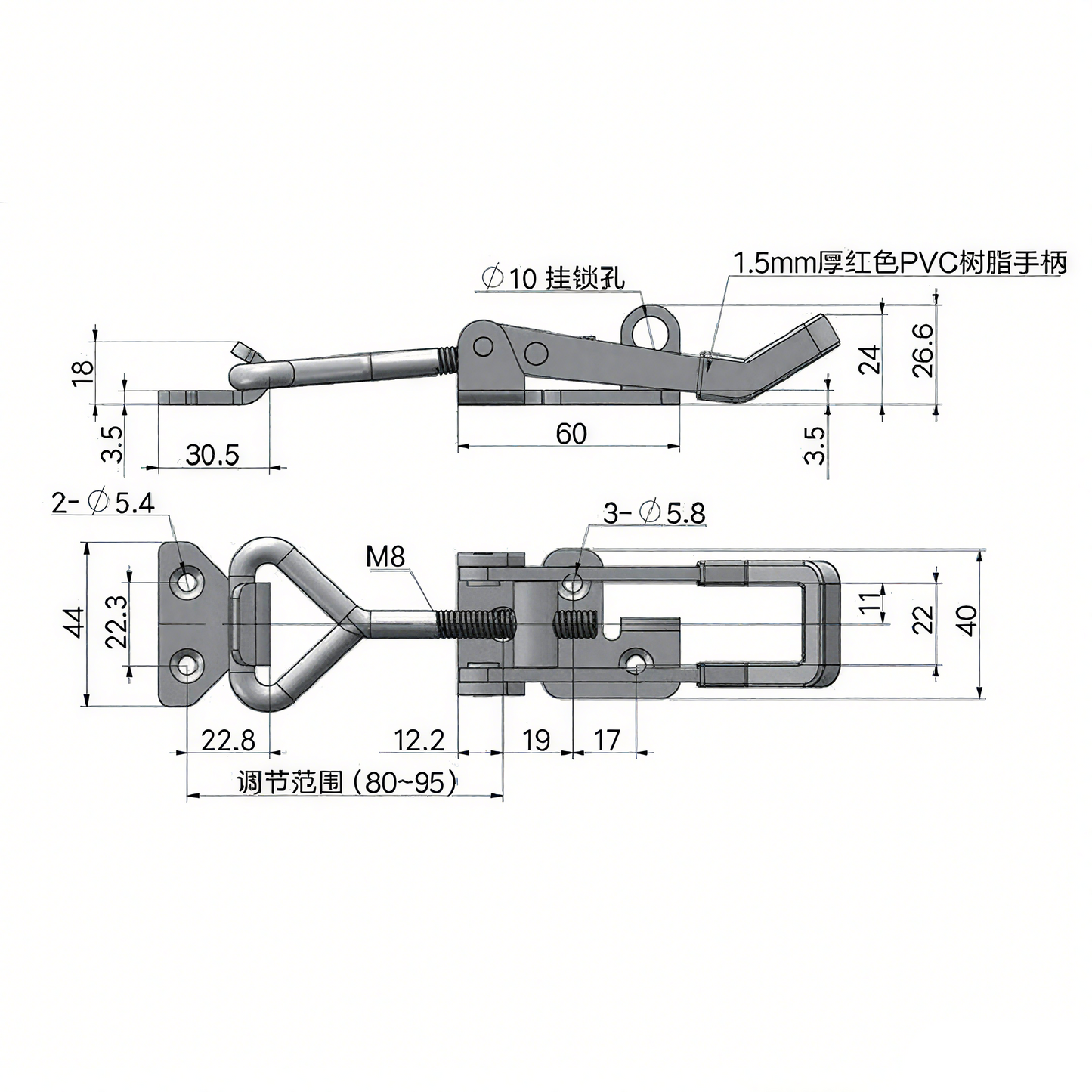 A10821S/A10821 Heavy - Duty 304 Stainless Steel Toggle Latch, Adjustable Quick - Release Clamp for Toolbox, Trucks, Trailers