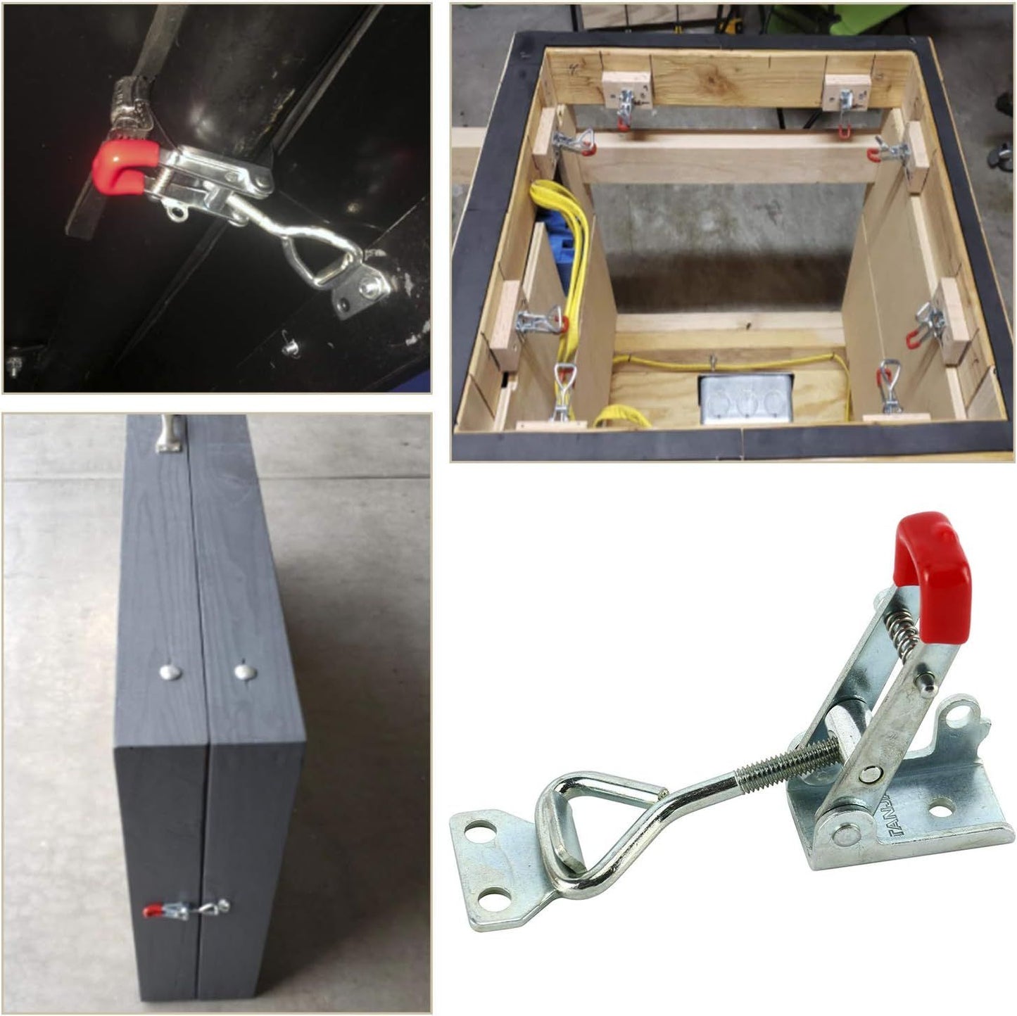 A10824S/A10824 Adjustable Self - Locking Toggle Latch, 304 Stainless Steel/Zinc - Plated, Heavy - Duty Clamp for Cargo Boxes, Cabinets, Trailers