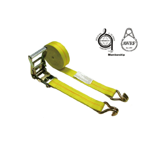RT04C-527-W5  2" x27' Ratchet Straps Heavy Duty with Double J Hooks 10,000 LBS Break Strength, Cargo Tie Downs for Flatbed Trailers and Trucks, Yellow