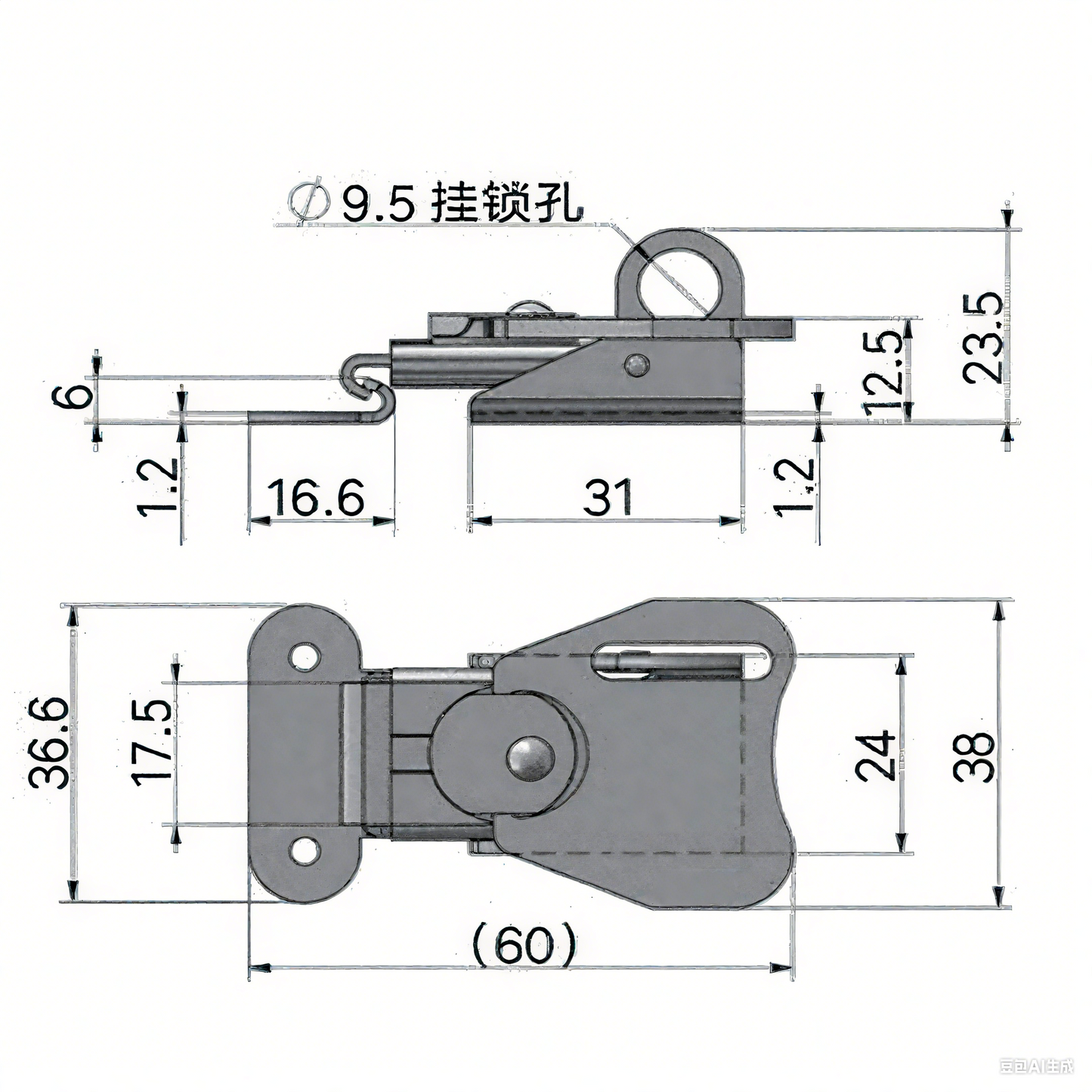 A10847S Butterfly Twist Latch,2.36 Inch Stainless-Steel Spring Loaded Twist Latch Keeper Toggle Clamp Butterfly Draw Latch for Case Box Suitcases Wooden Box, Silver