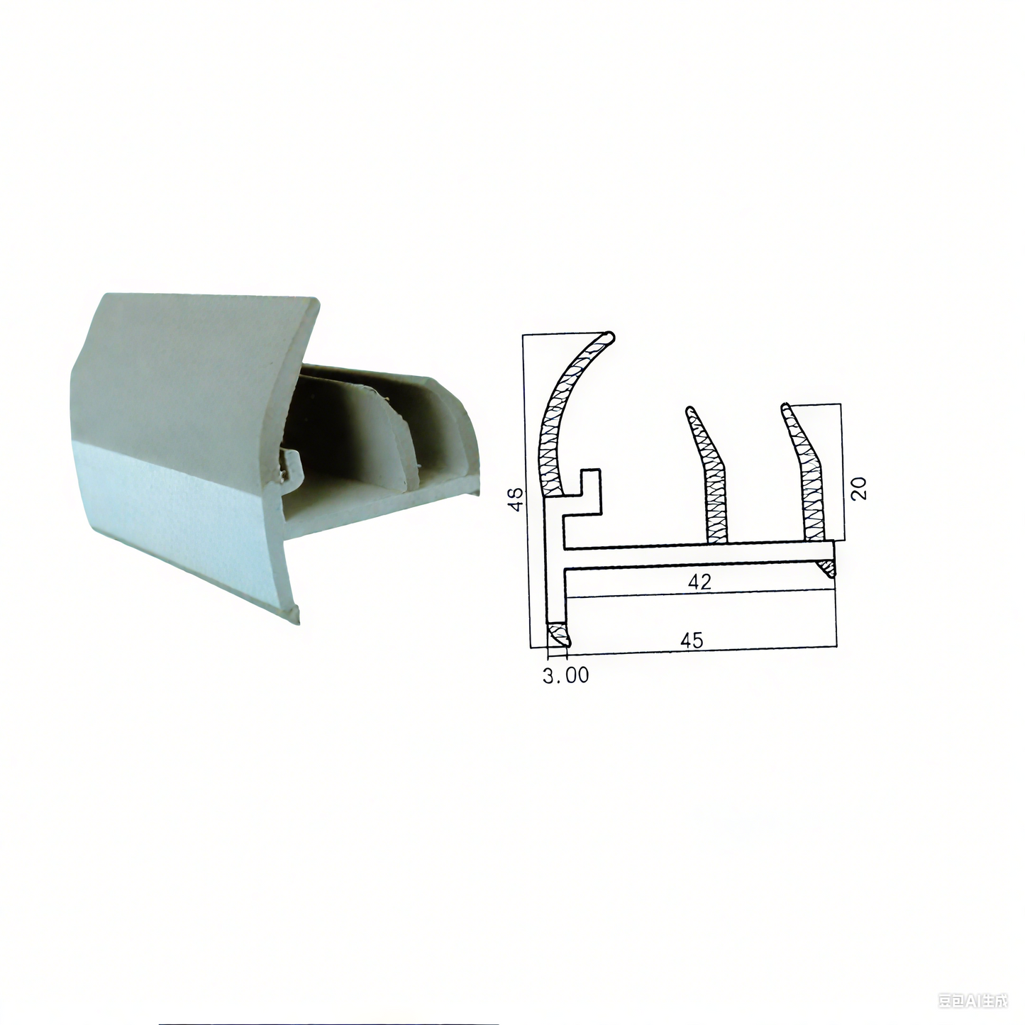 SS04 Gray PVC Seal Strips,40mm & 80mm Widths, for Industrial & Vehicle Sealing