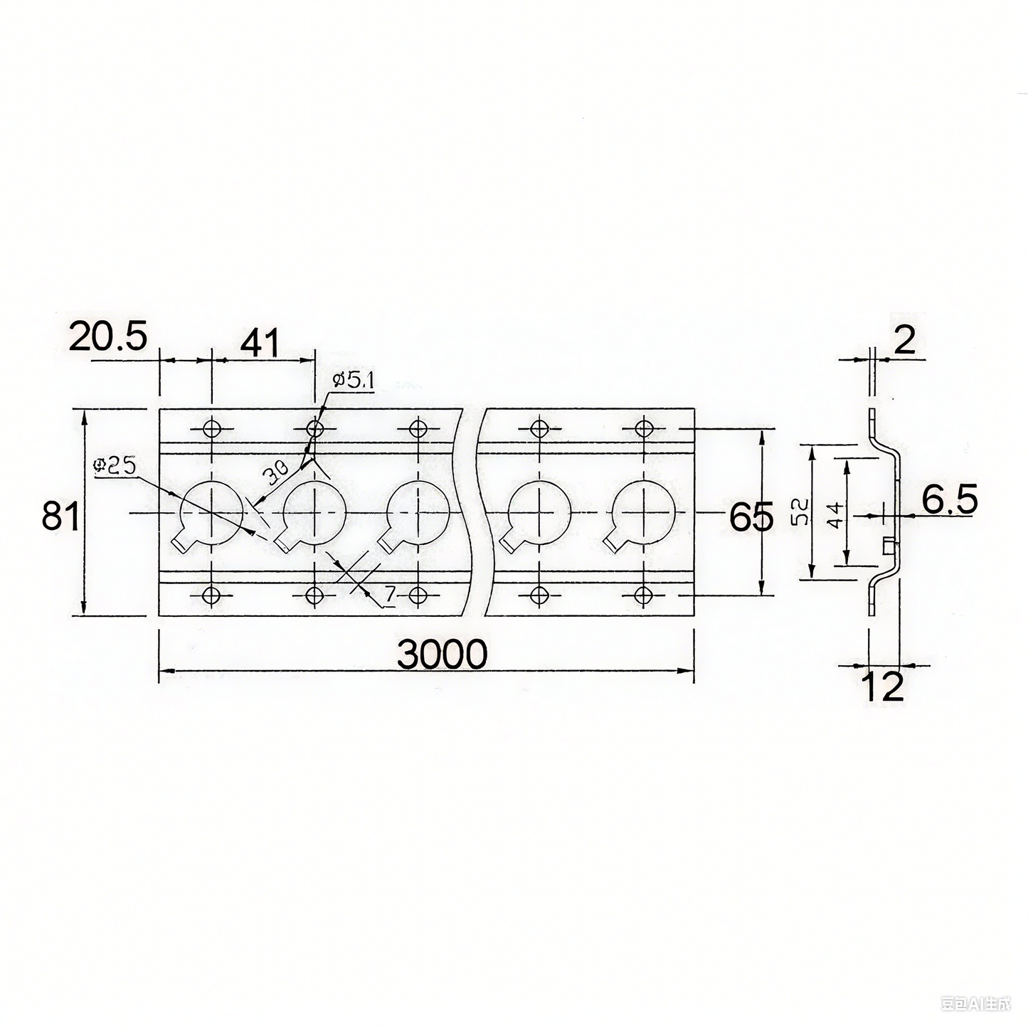 VR19-03 Round Hole Track - 10ft Length, Track Tie Down Rails for Cargo Securing in Trucks, Trailers, Transport Vehicles