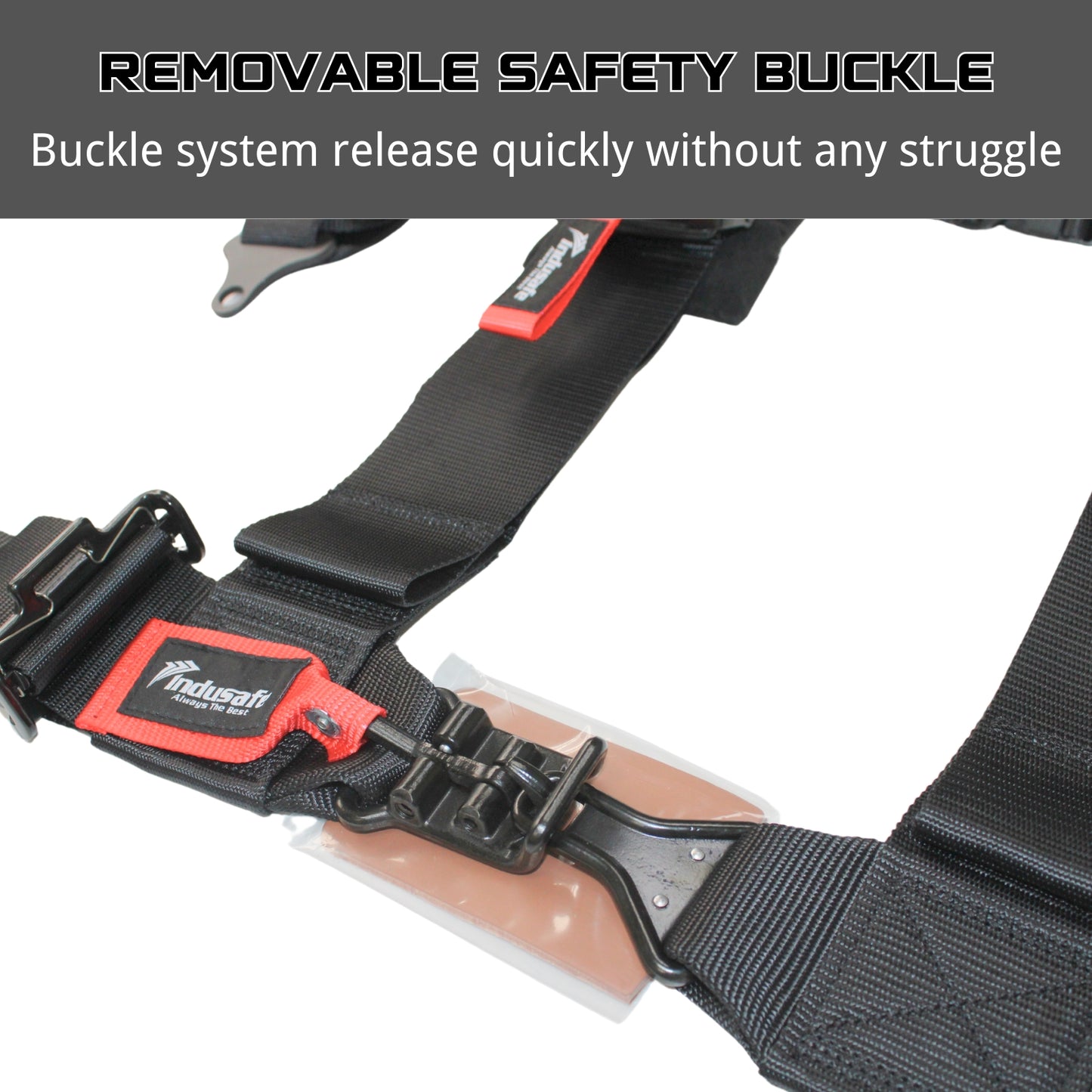 4 Point Safety Harness with 3 Inch Padding, 3 Inch Black Straps Compatible with Polaris Can Am Off-Road SxS UTV with Ventilated Memory Foam Padding