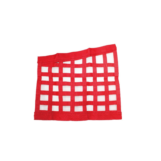 CN103-242418 Red 24' High x 24' Wide x 18' High Border Style Mount Ribbon Window Net for Drag Race Car