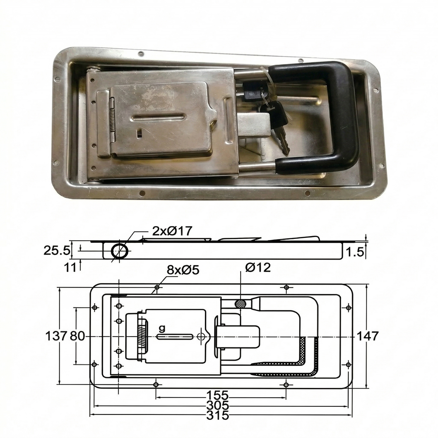 Heavy-Duty Flush Mount Paddle Latch Pan Glory