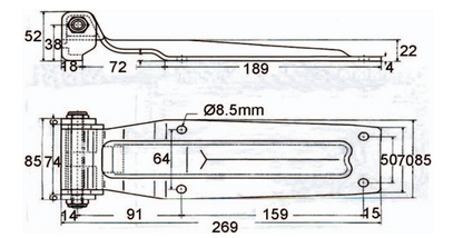 Charnière de porte robuste A10426S en acier inoxydable – Installation par vis ou soudure pour portes de camions, congélateurs, chambres froides et portes en bois, charnière de porte de remorque