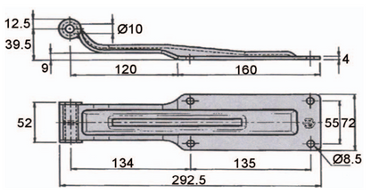 Charnière de porte robuste en acier inoxydable A10412S, ouverture à 270°, avec structure réglable et de protection, fixation par vis ou soudure, compatible avec les camions fourgons, idéale pour la chaîne du froid.