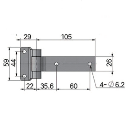 Bisagra de acero inoxidable 304 tipo T A10544S con lengüeta extendida para maquinaria industrial, automotriz y marina.
