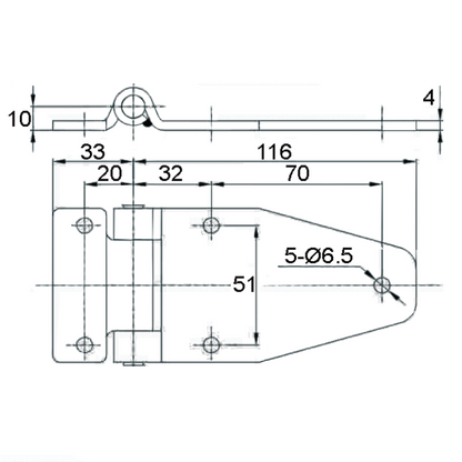 Bisagras laterales para puertas de camiones de servicio pesado A10516S. Herrajes para puertas de camiones refrigerados y remolques. Ajuste óptimo para diversos modelos de vehículos. Rendimiento y confiabilidad.