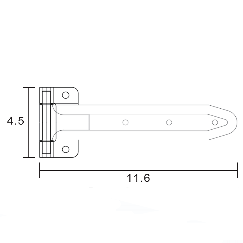 A13001-12 12"Soft Close Tee Hinge, T Strap Hinge Zinc Alloy T Hinge for Toolbox, Car Door Repair