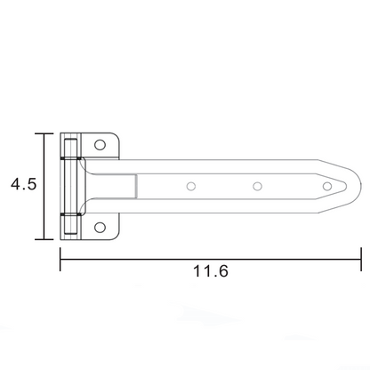 Bisagra en T de cierre suave A13001-12 de 12 pulgadas, bisagra de correa en T de aleación de zinc para caja de herramientas, reparación de puertas de automóviles