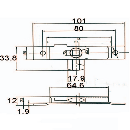 Loquet de porte intérieure robuste A10722, dimensions pour usage en véhicule/intérieur