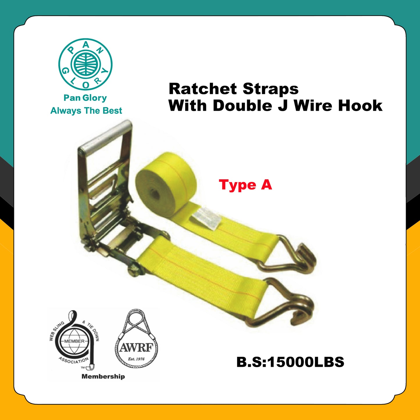 3'' Ratchet Straps with Double J Hook, Heavy Duty Tie Down Cargo Ratchet Straps for Moving, Truck, Trailers, Motorcycles, Kayaks, Car Roof