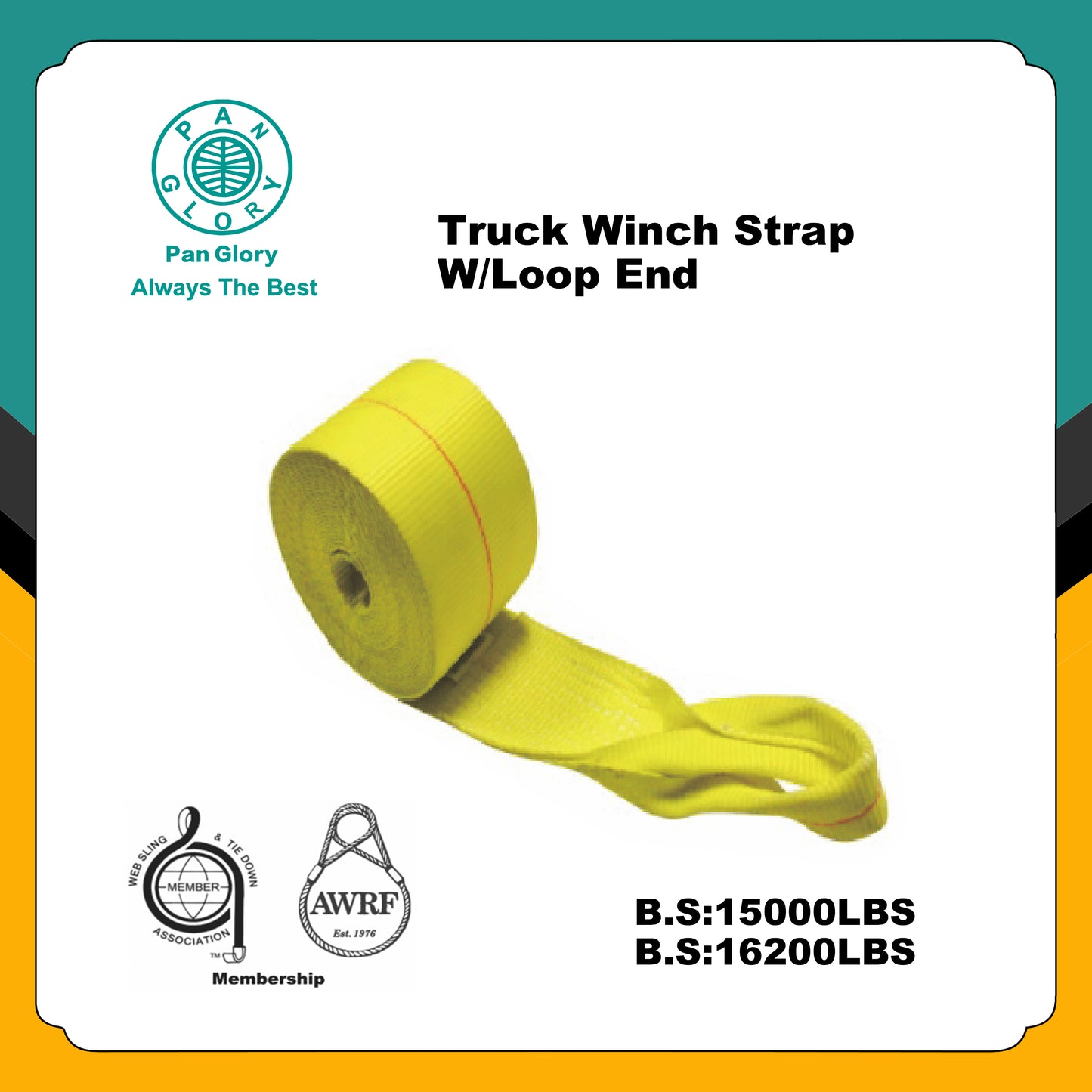 Winch Straps with Twisted Sewn Loop, Heavy Duty Trailer Winch Strap with Sewn Loop End for Cargo Securement