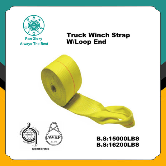 Winch Straps with Twisted Sewn Loop, Heavy Duty Trailer Winch Strap with Sewn Loop End for Cargo Securement