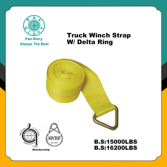 3'' Winch Straps with Delta Ring, Heavy Duty Trailer Winch Straps for Cargo Securement, Straps for Flatbed Trailer, Truck