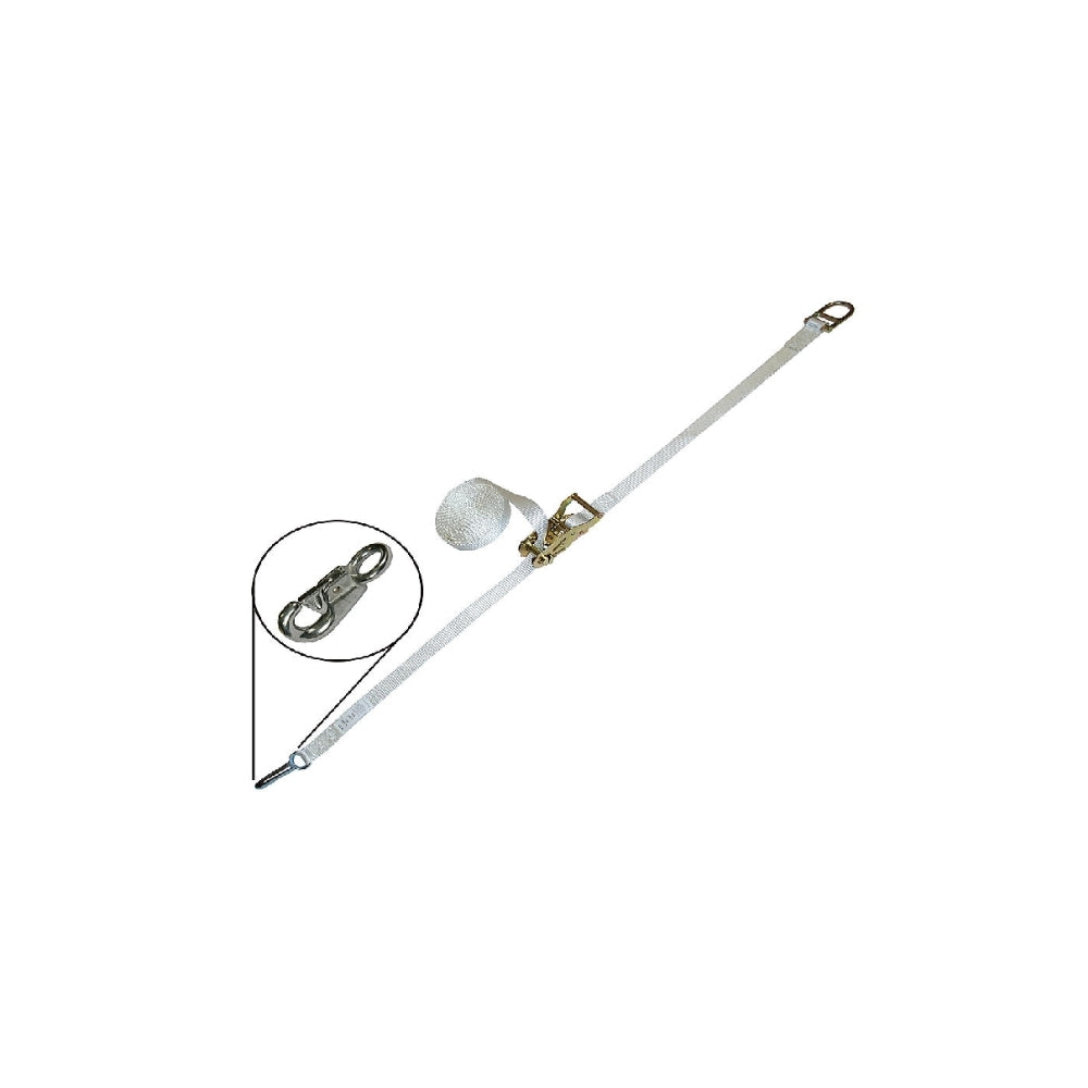 TS11-1515FH203MH16 White Tent Ratchet Straps, 1 Inch x 15 Foot, 2 Inch Ratchet Straps with 5K Twisted Snap Hooks & Double D-Rings, Ideal for Anchoring Tents and Inflatables, Securing Tarps