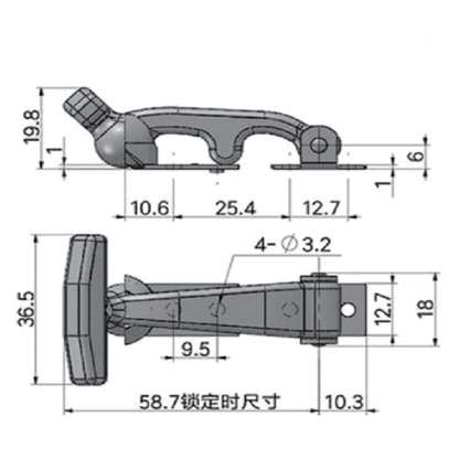 Cierre de goma para capó A10844-1/A10844-2 con soporte, resistente a la intemperie, cierre con asa en T, pestillo de tracción, cierre flexible ideal para capó de vehículo o caja de herramientas