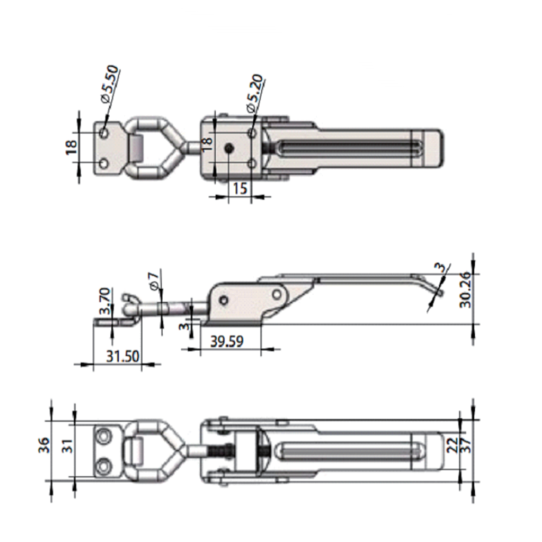 A10804 Heavy - Duty Zinc - Plated Trailer Sideboard Latch, Silver, for Secure Cargo Fixing in Trailers and Trucks