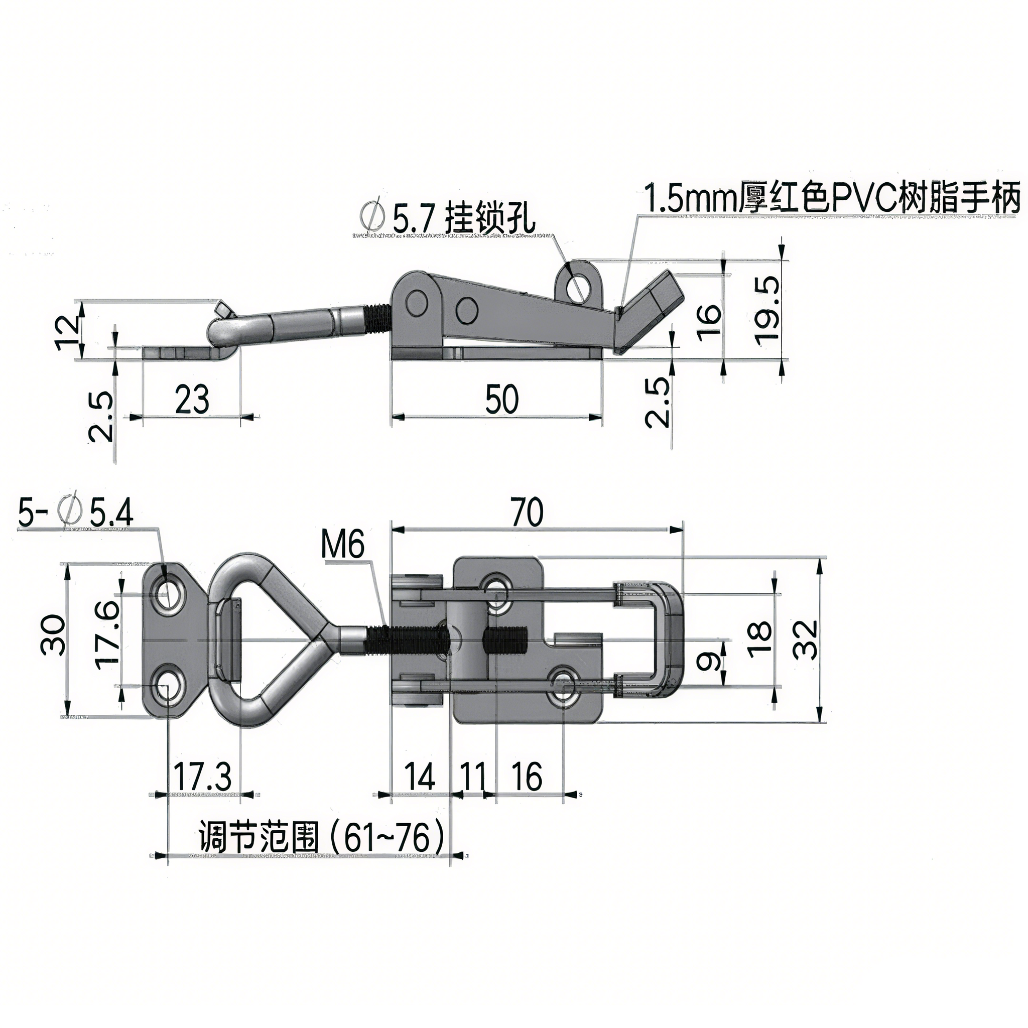 A10821S/A10821 Heavy - Duty 304 Stainless Steel Toggle Latch, Adjustable Quick - Release Clamp for Toolbox, Trucks, Trailers