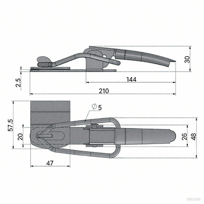 A10841S Heavy - duty stainless steel lock buckle for trailer tool boxes, used for securing cargo boxes. With a reliable door buckle hook design, suitable for truck tool box accessories