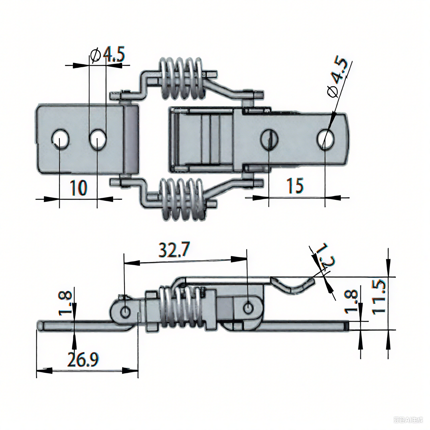 A10852S/A10852 304 Stainless Steel Double-Spring Telescopic Buckle, Toolbox Tension Spring Toggle Latch, Toolbox Hinge