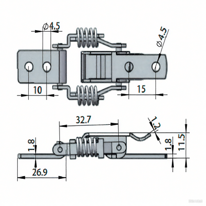 A10852S/A10852 304 Stainless Steel Double-Spring Telescopic Buckle, Toolbox Tension Spring Toggle Latch, Toolbox Hinge