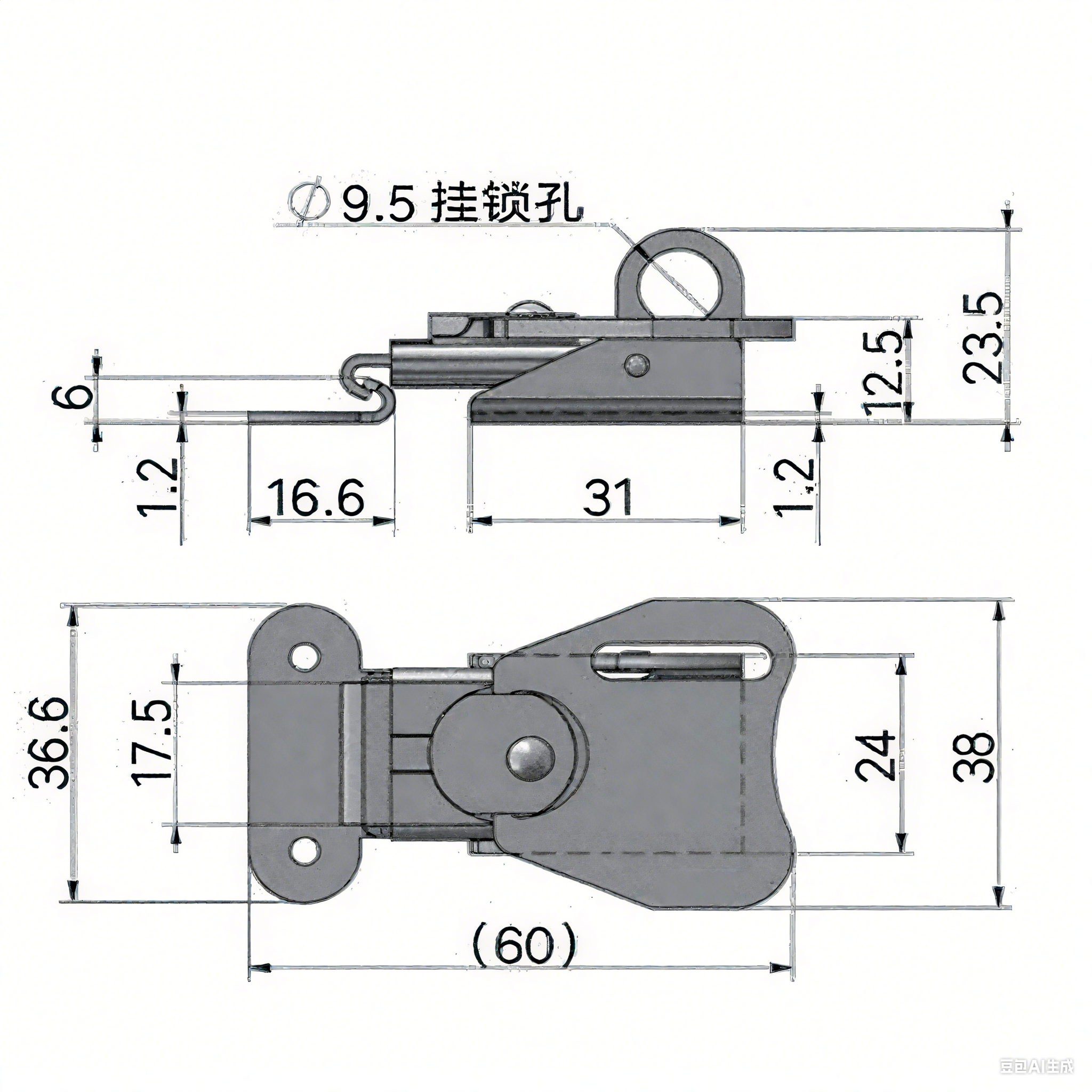 A10847S Butterfly Twist Latch,2.36 Inch Stainless-Steel Spring Loaded Twist Latch Keeper Toggle Clamp Butterfly Draw Latch for Case Box Suitcases Wooden Box, Silver