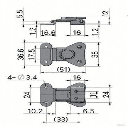 A10848-1S/A10848-2S Butterfly Twist Latch, 2 Inch Stainless Steel Butterfly Buckle Latch Keeper Toggle Clamp Twist Latch for Case Box Flight Cases Equipment Boxes, Silver