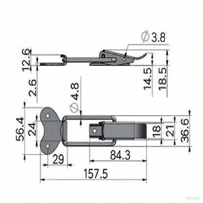 A10854/A10854K Zinc - Plated Steel Toggle Latch for Industrial Boxes & Trucks