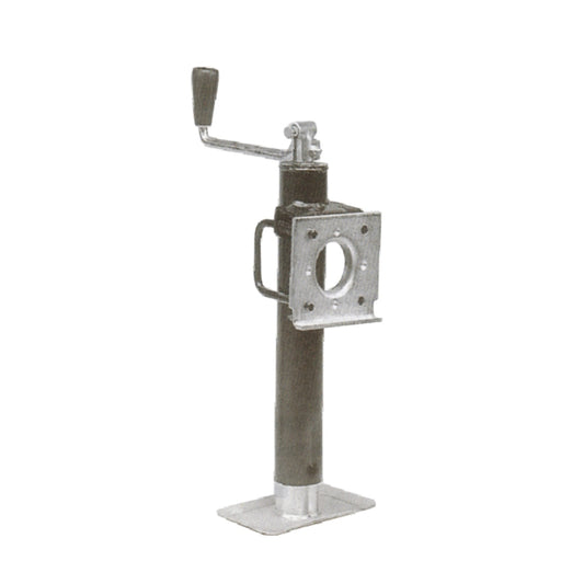 RT12-01 Capacity Trailer Jack - Lift Range, Swivel Design with Locking Pin, Side Wind Handle & Foot Plate, Weld-On Mount, Black Powder Coated Finish