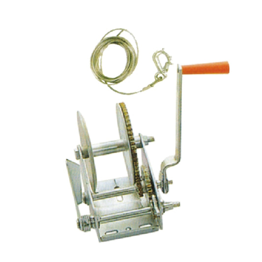 HW06A/WC01 Heavy Duty Boat Trailer Winch with Strap, 2 - Way Ratchet Gear Trailer Winch, Portable Hand Crank Winch for Boat, Truck, Trailer, RV, ATV, Jet Ski