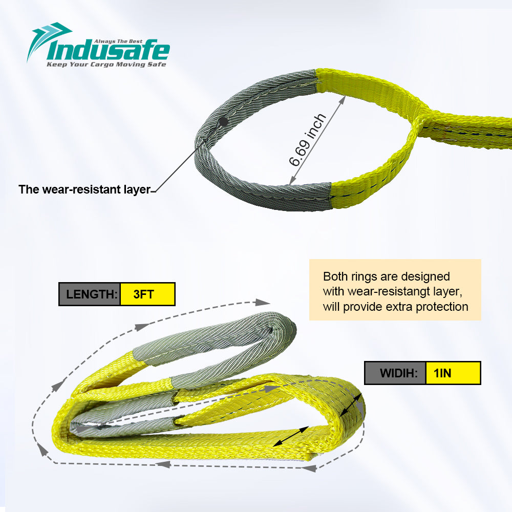 Lift Sling Straps,  1'' X 3/6/9FT Heavy Duty Flat Eye Lift Sling 3,100 lbs Capacity Lifting Straps Nylon Tree Saver Recovery Strap Web Sling Winch Strap