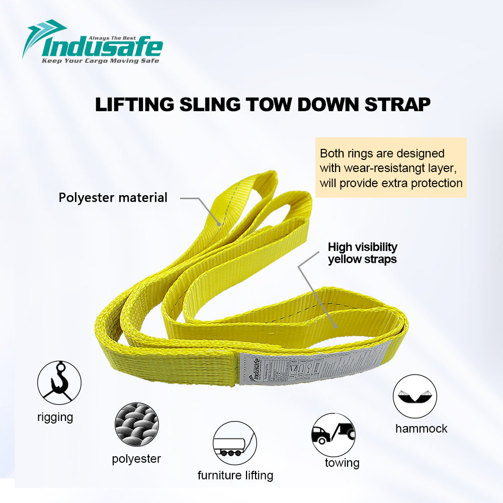 2" x 3/6/9’ Rigging Moving Straps Lifting Sling Tree Saver Recovery Straps Twisted Eye Web Sling 3100lbs Vertical Capacity