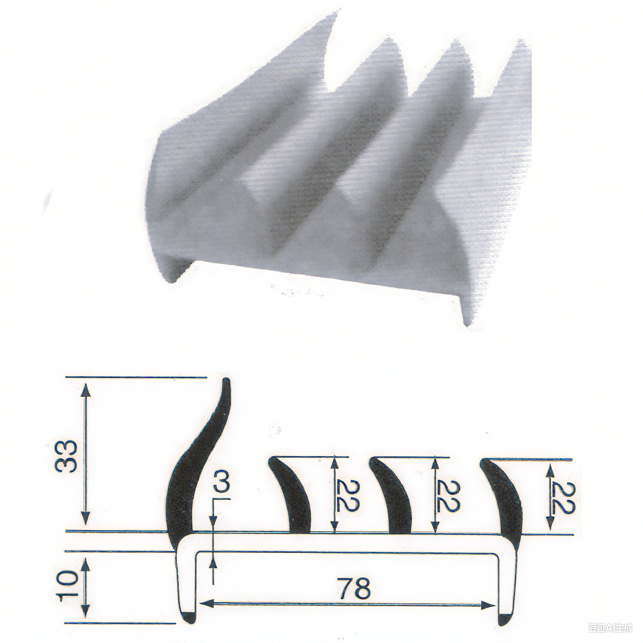 SS13-78 Door Seal Strip, Gray Rubber - PVC Material, for Container & Truck Body Sealing