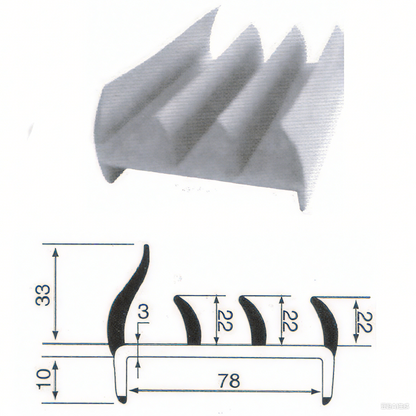 Joint d'étanchéité de porte SS13-78, en caoutchouc gris et PVC, pour l'étanchéité des conteneurs et des carrosseries de camions