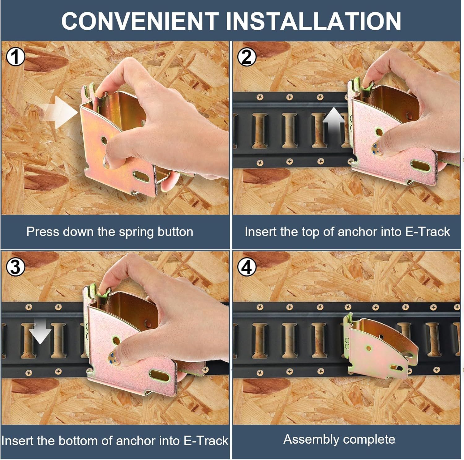 VR11 E Track Wood Beam Socket Brackets Fittings for Truck, Trailer, Cargo Tie-Down Systems, Storage Lumber Bracket
