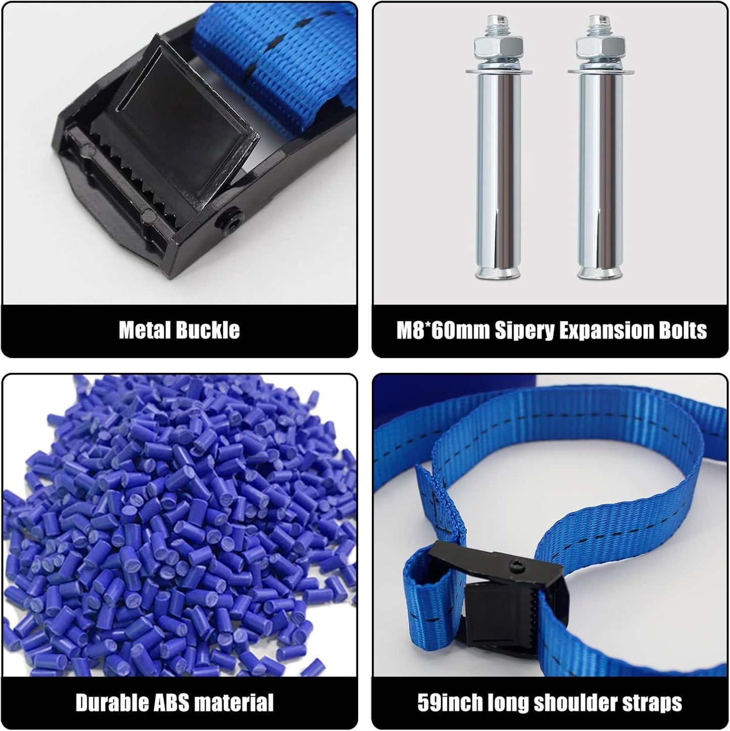 CT03-515END Propane Tank Holder, Gas Cylinder Holder, Cylinder Wall Mounted Bracket , ABS Gas Cylinder Holder with Screws and Safety Chain Supported 4"-12" , Suitable for Rv Water Softener2（Blue）