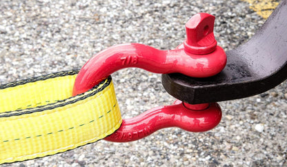FH475-7/8 Bow Shackle 7/8" inch D-Ring Rugged WLL Working Load Limit 6.5 Tons 18700 lbs-1" Screw Threaded Pin Heavy Duty Lifting Rigging Tow Hummer Recovery Anchor (Red)