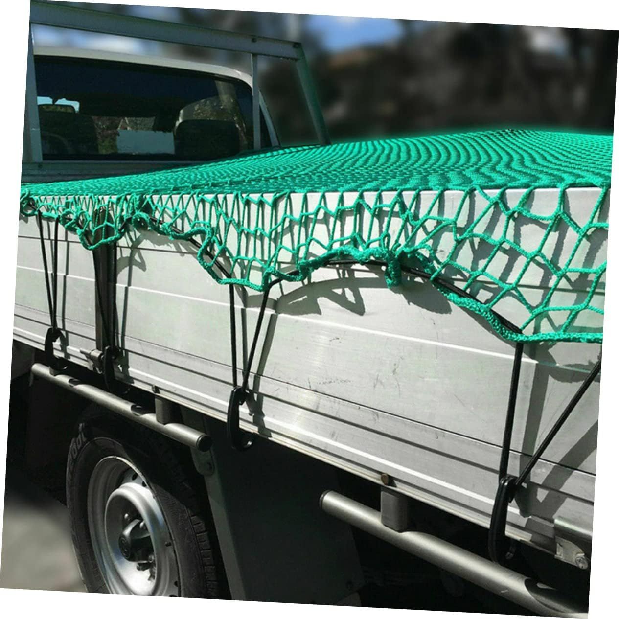 CN201-23 Heavy-Duty Truck Bed Cargo Net 15 Hooks and Elastic Bungee Suitable for Pickup Trucks and Trailers Sturdy Nylon Trailer Net for Secure Cargo Transport